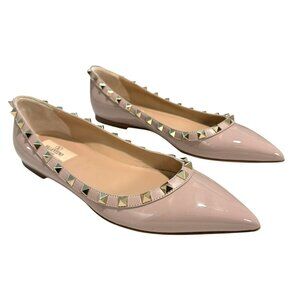 Valentino Garavani Rockstud Patent Leather Stud Tan Size 38